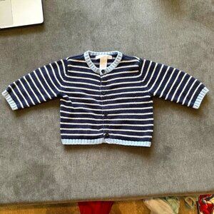Janie and Jack Knit Navy Blue Striped Sweater, 3-6 Months